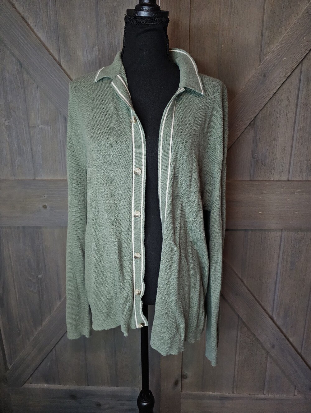 Art of Rhetoric Sage Green Button Front Blouse Women's Large